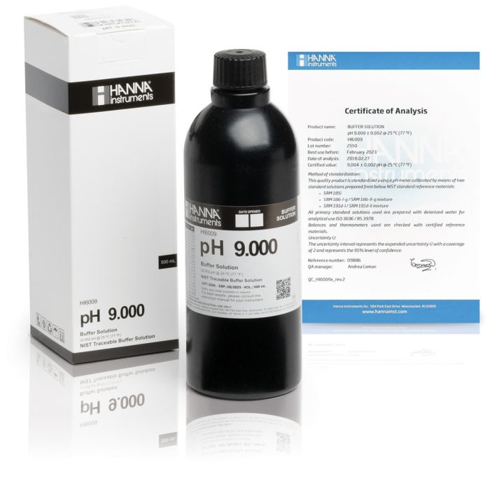 HI6009U pH 9.000 Millesimal Calibration Buffer (500 mL)