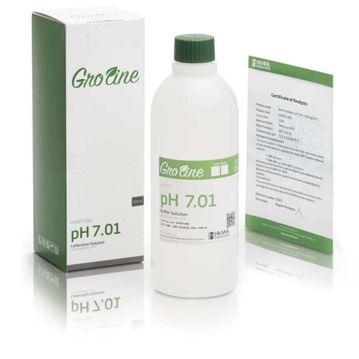 GroLine pH 7.01 Calibration Buffer (500mL) – HI7007-050