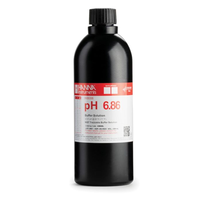 HI8006L pH 6.86 Calibration Buffer in FDA Bottle (500 mL)