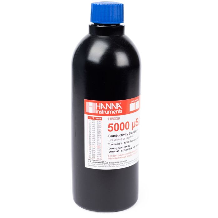 HI8039L 5000 µS/cm Conductivity Standard in FDA Bottle (500mL)