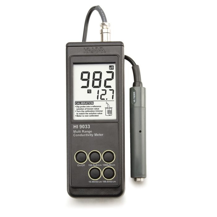 Heavy Duty Waterproof Portable Conductivity Meter – HI9033