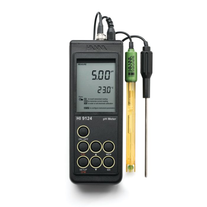Waterproof Portable pH Meter with 0.01 pH Resolution- HI9124