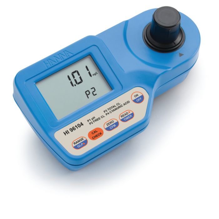 pH,  Cyanuric Acid,  and Free and Total Chlorine Portable Photometer – HI96104
