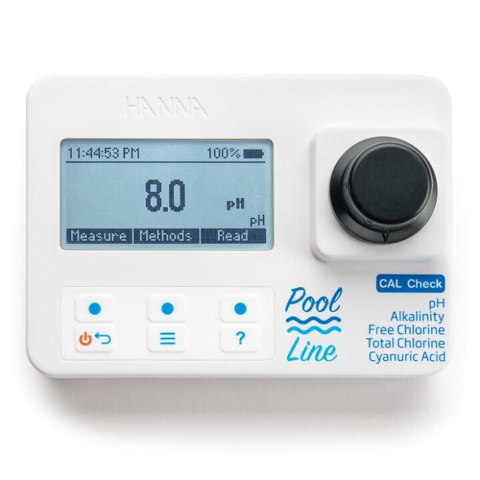 Pool Line pH,  Alkalinity,  Free & Total Chlorine,  and Cyanuric Acid Portable Photometer – HI971044