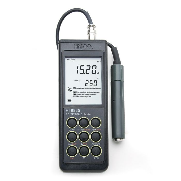 EC/TDS/NaCl/°C Portable Meter – HI9835